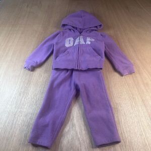 Baby Gap Toddler 2T Fleece Hoodie Sweatshirt & Pants Set Purple Warm Cozy Outfit